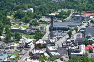 aerial view gatlinburg sunny day